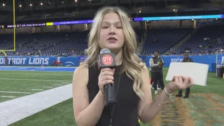 Video thumbnail for video titled MHSAA Football Finals First Touchdown Sideline Report