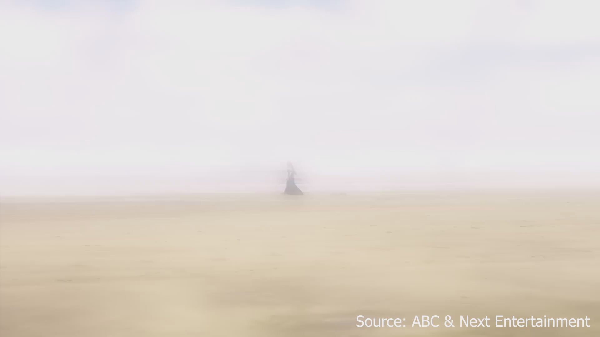 A print article discusses the renewal and success of the reality television series The Bachelor on ABC. The footage transitions from the news report to atmospheric scenes of a contestant on a beach and interactions between the romantic leads.