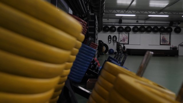 Sports equipment in a gym