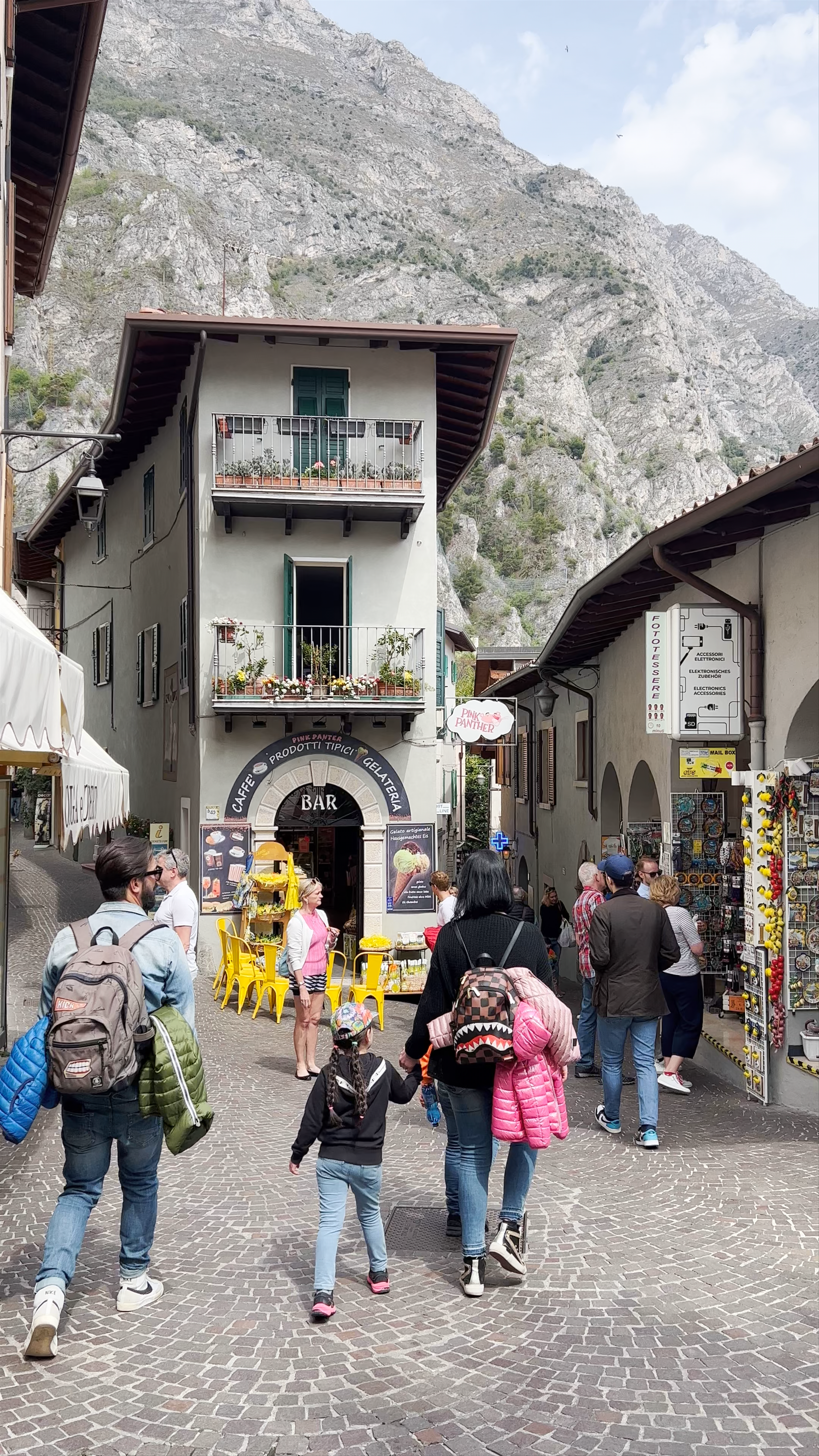 Charming Streetscape of Pink Panther Bar in Limone sul Garda