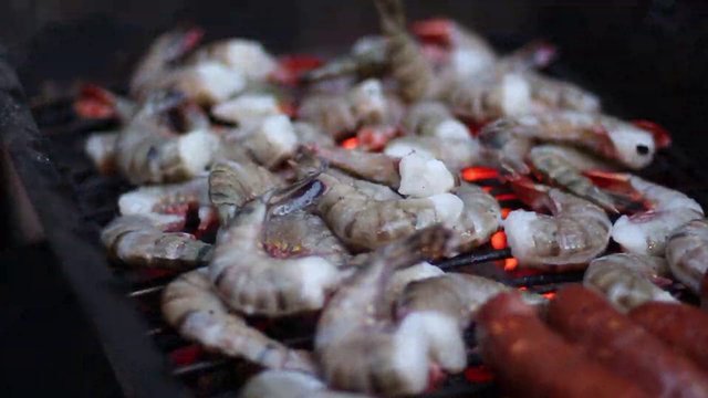 Shrimps on the barbecue