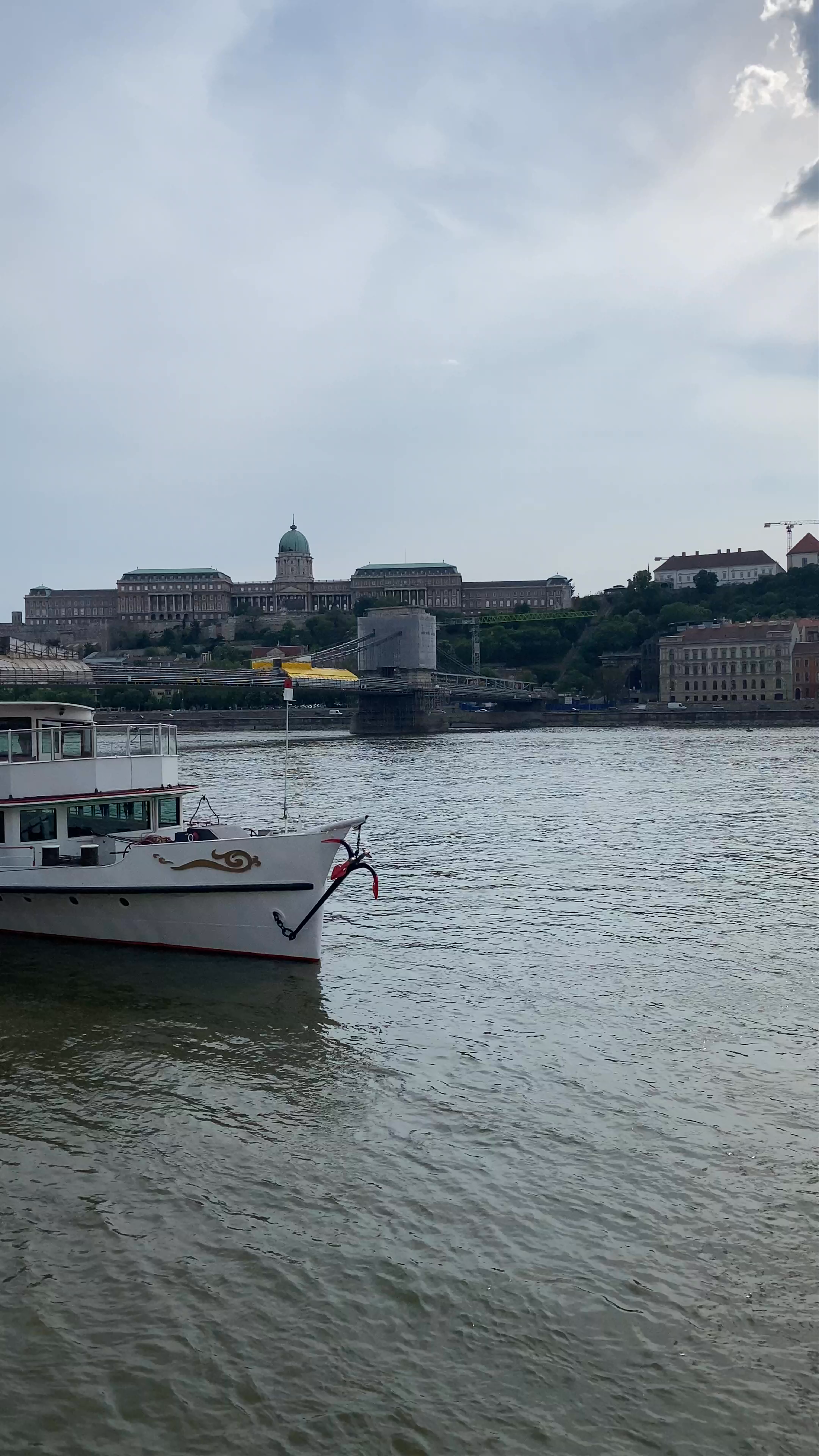 Scenic Danube River Views at Széchenyi Chain Bridge, Budapest