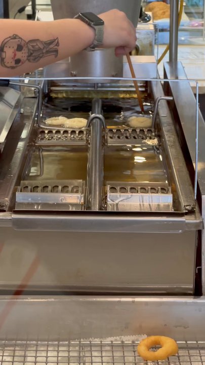 Cafe Dew - Donuts dropping and frying! - Coffee & Tea Near Me - Webster, Texas