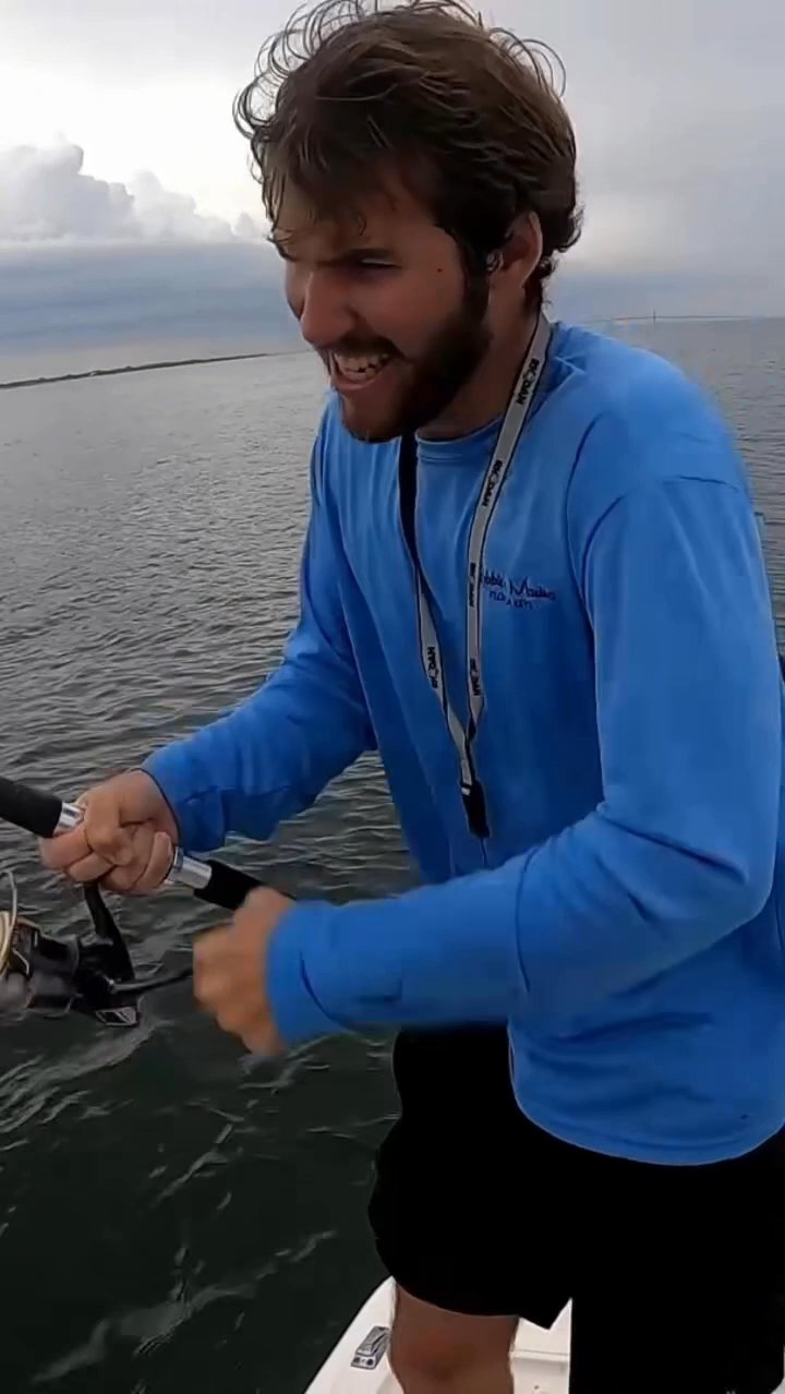 This was a nice juvenile Goliath Grouper we hooked...
