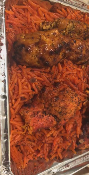Halal Boyz - This is the chicken Tikka and Chicken kofta (ground chicken). Looks like sumac on top, the little purple seasoning you see. This is my go to - Halal Near Me - Fresh Meadows, New York