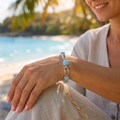Larimar Sterling Silver Adjustable Link Bracelet Marahlago Jewelry Del Mar square Gemstone 